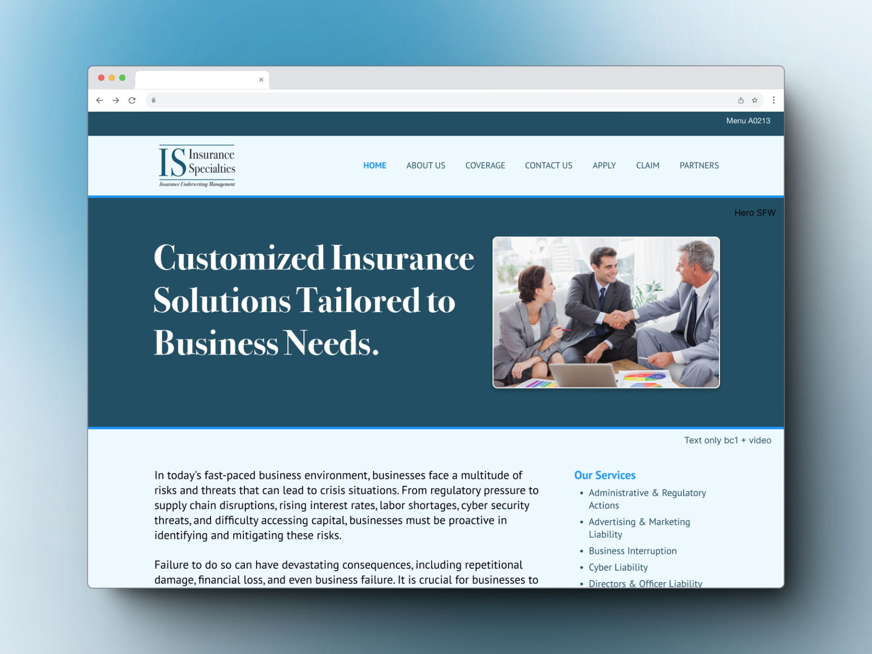 Insurance Soecialities Screens